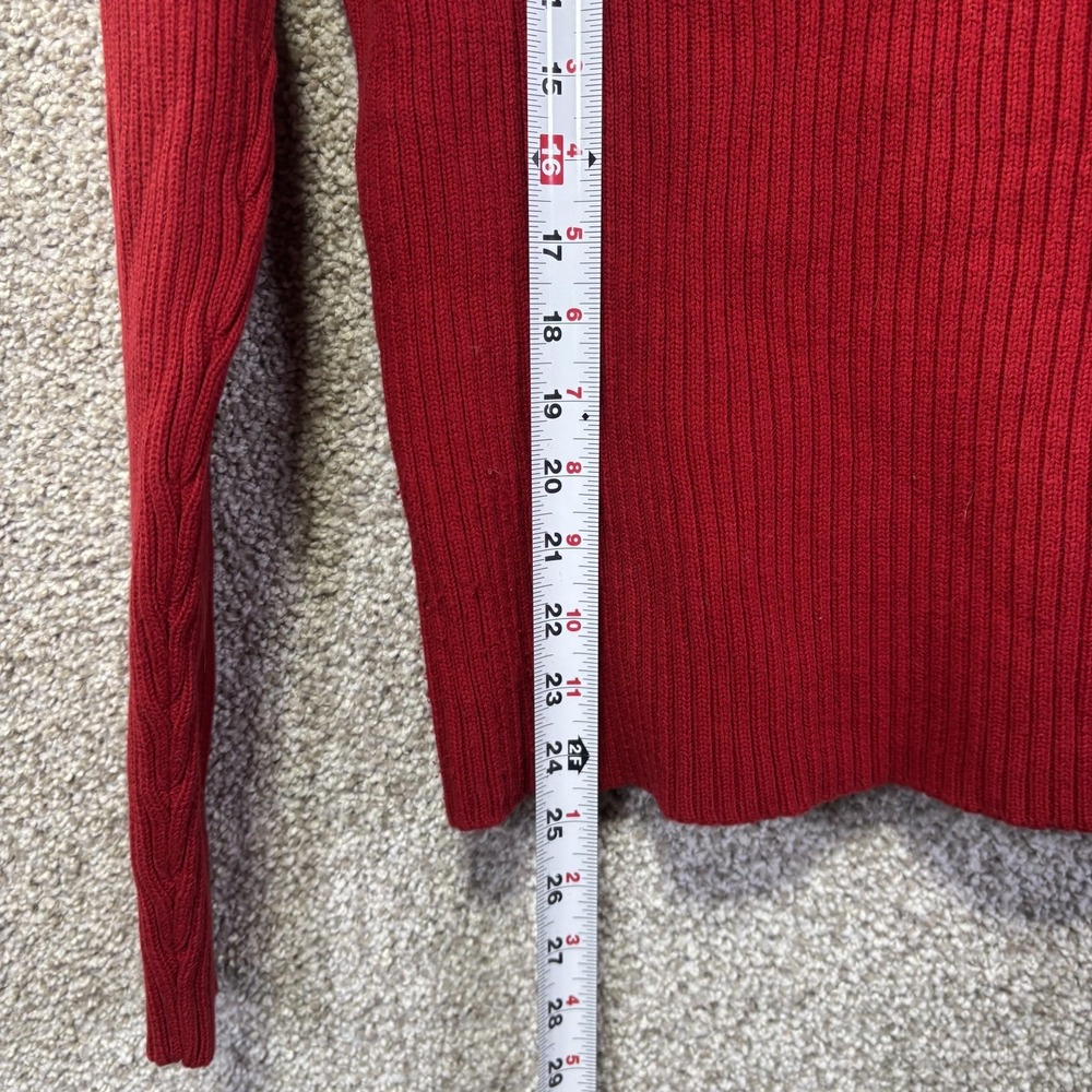 Lauren Ralph Lauren Sweater Womens Large Red Cowl Neck Buckle Rib Knit Pullover - Picture 6 of 6